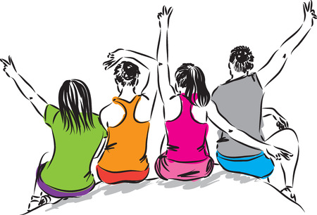 group of friends having fun illustrationのイラスト素材