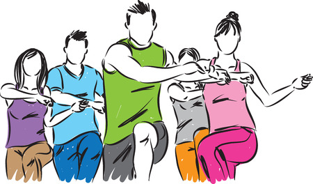 FITNESS GROUP VECTOR ILLUSTRATIONのイラスト素材