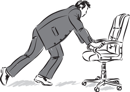 Businessman pushing chair vector illustrationのイラスト素材
