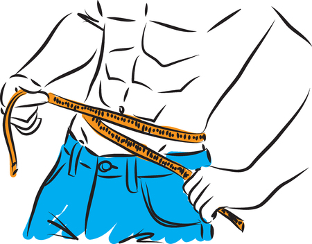 fitness man losing weight illustrationのイラスト素材