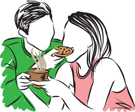 man and woman together illustrationのイラスト素材