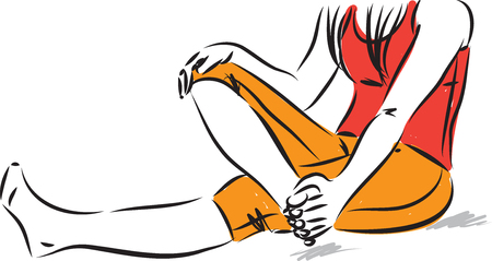 Fitness woman with a foot pain illustrationのイラスト素材