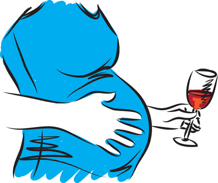pregnant woman drinking wine illustrationのイラスト素材