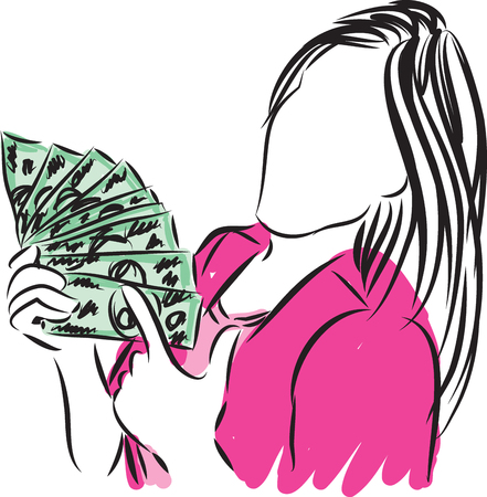 woman with money vector illustrationのイラスト素材