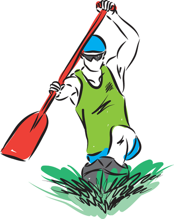canoe kayak man vector illustrationのイラスト素材