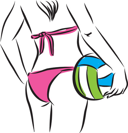 volleyball woman player illustrationのイラスト素材