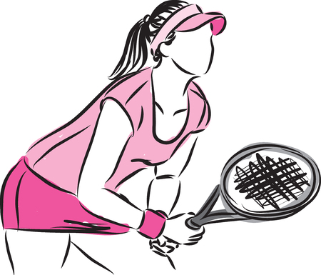WOMAN TENNIS PLAYER VECTOR ILLUSTRATIONのイラスト素材