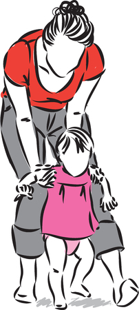 mother and baby girl vector illustrationのイラスト素材