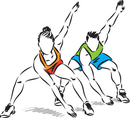 man and woman workout fitness vector illustrationのイラスト素材