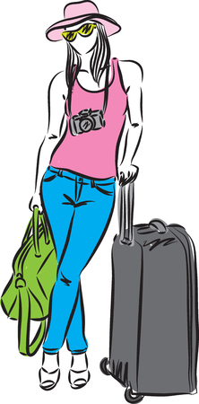 Woman travel vector illustrationのイラスト素材