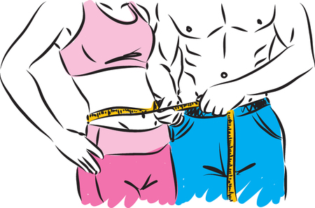 fitness couple man and woman vector illustrationのイラスト素材