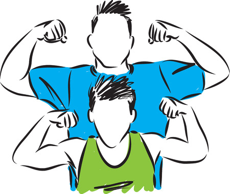 father and son strong concept vector illustrationのイラスト素材