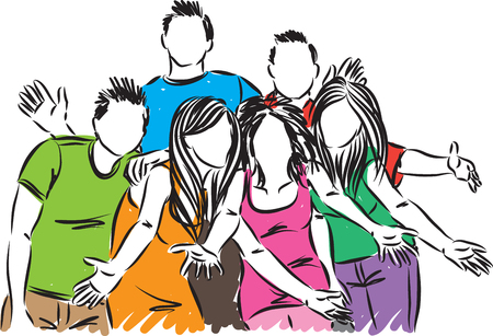 Group's of happy friends vector illustrationのイラスト素材