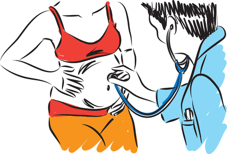 pregnant woman with doctor vector illustrationのイラスト素材