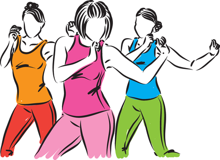 group of dancers women vector illustrationのイラスト素材