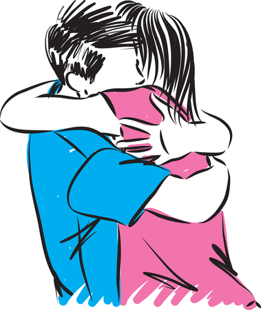 couple man and woman hugging vector illustrationのイラスト素材
