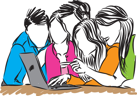 people looking at laptop vector illustrationのイラスト素材
