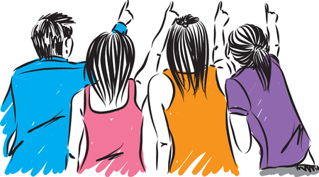 group of friends pointing vector illustrationのイラスト素材