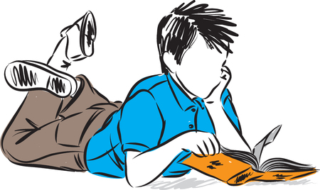 Boy with a book vector illustrationのイラスト素材