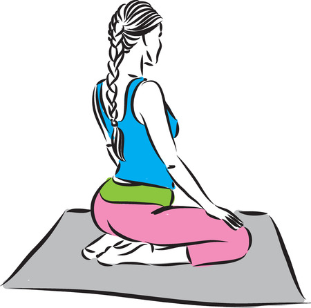 Fitness woman meditation illustration.のイラスト素材