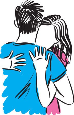 woman and man couple hugging vector illustrationのイラスト素材