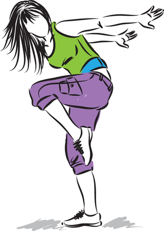Woman dancing hiphop vector illustration.のイラスト素材