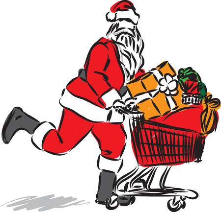 santa claus shopping vector illustrationのイラスト素材