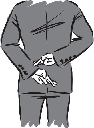 BUSINESSMAN CROSSING FINGERS BACK VECTOR ILLUSTRATIONのイラスト素材