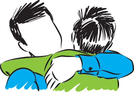 father and son hugging vector illustrationのイラスト素材