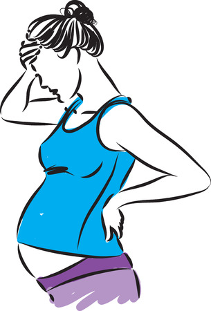 PREGNANT WOMAN STRESSED TIRED VECTOR ILLUSTRATIONのイラスト素材