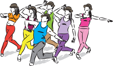 Group of dancers vector illustrationのイラスト素材