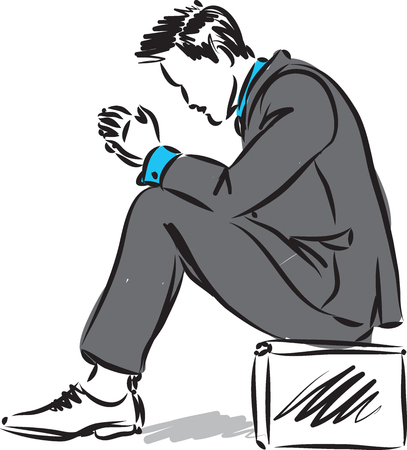 A businessman sitting down vector illustrationのイラスト素材