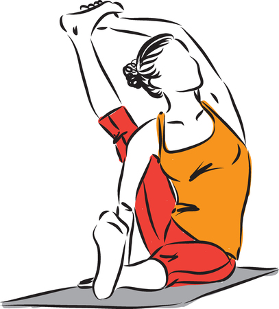 yoga posture woman fitness vector illustrationのイラスト素材