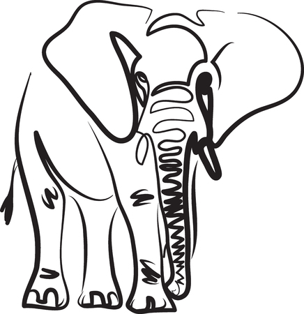 elephant line art vector illustration tattooのイラスト素材