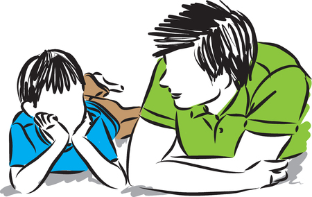 father and son illustrationのイラスト素材