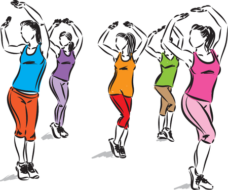 dance fitness class vector illustrationのイラスト素材
