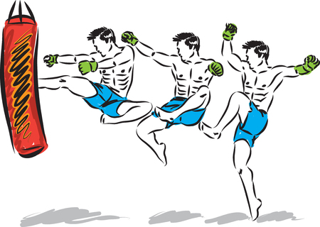 KICK BOXING JUMP MAN VECTOR ILLUSTRATION SEQUENCEのイラスト素材
