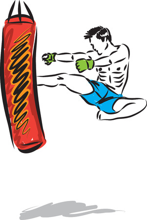 KICK BOXING JUMP MAN VECTOR ILLUSTRATION SEQUENCE 1のイラスト素材