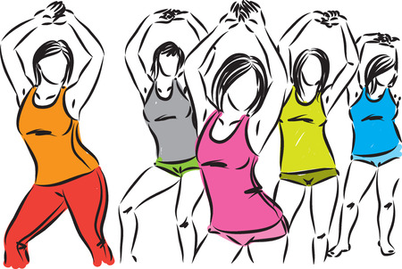 fitness group of women dancing vector illustrationのイラスト素材