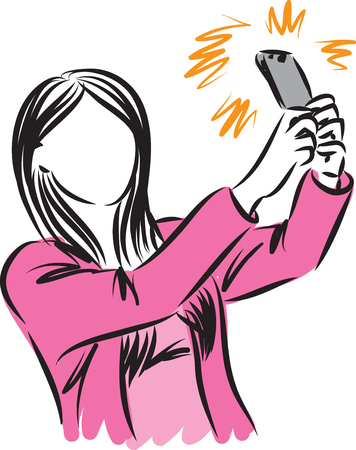 woman taking picture herself vector illustrationのイラスト素材