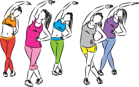 fitness group of women stretching vector illustrationのイラスト素材