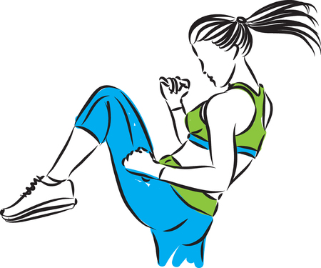 fitness woman kickboxing vector illustrationのイラスト素材