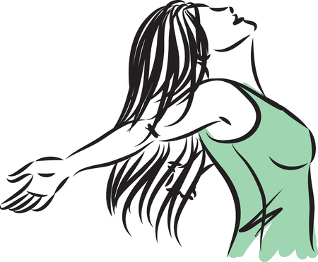 woman breathing freedon concept vector illustrationのイラスト素材