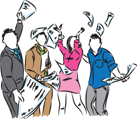 business people throwing papers  illustrationのイラスト素材