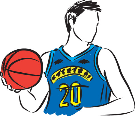 basketball player with ball  illustrationのイラスト素材
