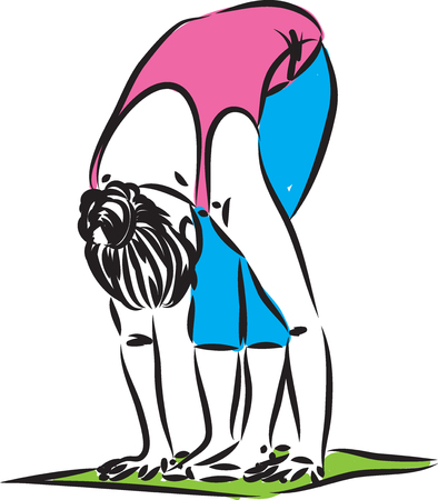 yoga woman stretching  illustrationのイラスト素材