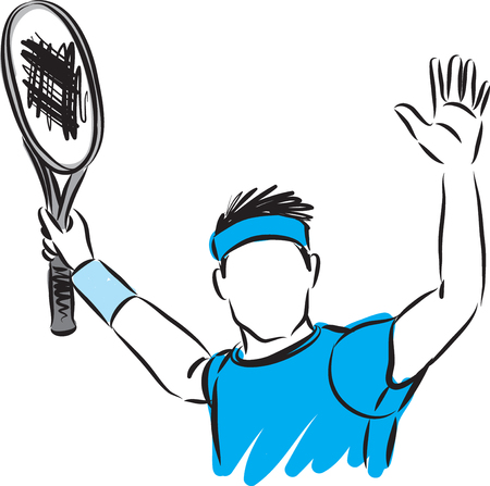 WINNER CONCEPT TENNIS PLAYER VECTOR ILLUSTRATIONのイラスト素材