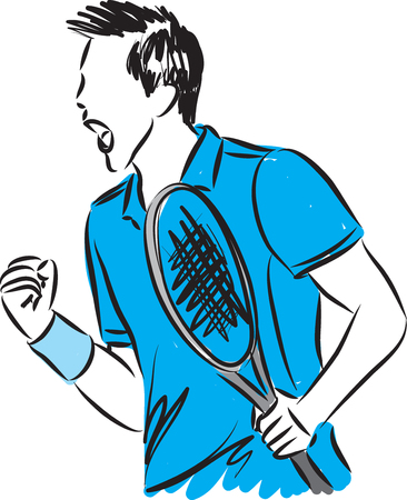 tennis player screaming winner concept vector illustrationのイラスト素材