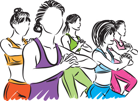 fitness group illustration isolated on whiteのイラスト素材