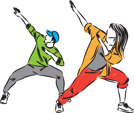 dance hip hop people illustration isolated on whiteのイラスト素材